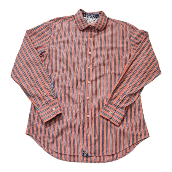 Robert Graham Other - Robert Graham Shirt Orange Blue Floral Contrast Long Sleeve Buttoned Size L